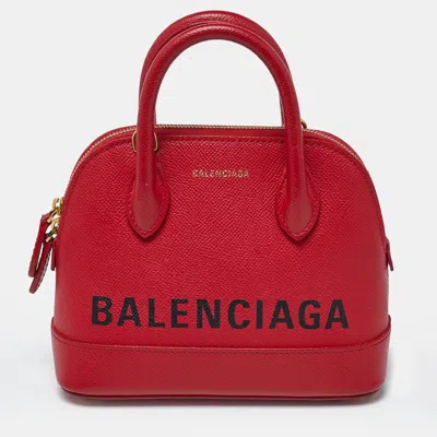 Pre-owned Balenciaga Ville Xxs Red Leather Satchel