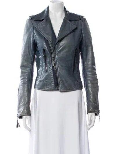 Pre-owned Balenciaga Vintage 2010 Biker Jacket In Blue