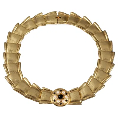 Pre-owned Balenciaga Vintage  Jewelled Medallion Link Choker Necklace In Multi