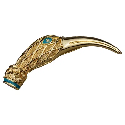 Pre-owned Balenciaga Vintage  Paris Long Beak Bird Head Harlequin Enamel Brooch In Multi
