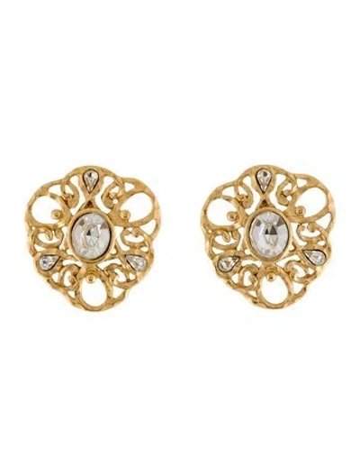 Pre-owned Balenciaga Vintage Crystal Clip-on Earrings In Multi