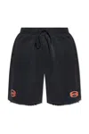 Balenciaga Vintage Effect Drawstring Shorts In Black