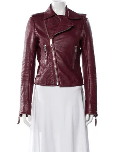 Pre-owned Balenciaga Vintage Leather Biker Jacket In Red