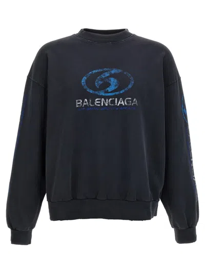 Balenciaga Vintage Logo Print Sweatshirt In Black