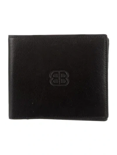 Pre-owned Balenciaga Vintage Signature Logo Bifold Wallet In Black