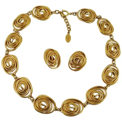 Pre-owned Balenciaga Vintage Spiral Necklace And Earrings Set In Brown