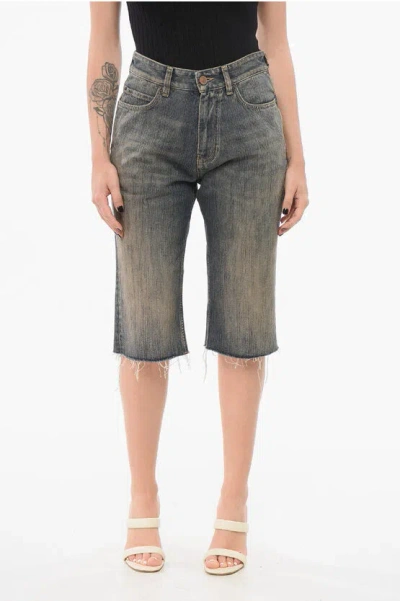 Balenciaga Vintage Washed Denim Shorts With Raw-cut Hem
