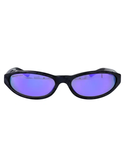 Balenciaga Violet-violet-violet Acetate Sunglasses In Black