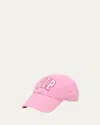 Balenciaga Distressed Cotton Visor Hat With Curved Brim In Pink