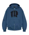 Balenciaga Cotton Sweatshirt With Front Pockets And Hood In Blue