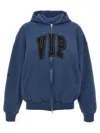 Balenciaga Cotton Sweatshirt With Front Pockets And Hood In Blue