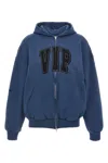 Balenciaga Cotton Sweatshirt With Front Pockets And Hood In Blue