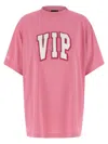 Balenciaga Pink Crewneck Logo T-shirt In Pink