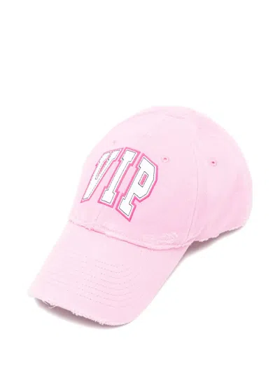 Balenciaga Vip Teamp Cotton Cap In Pink