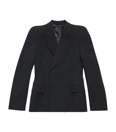 Balenciaga Notched-lapels Wool Blazer In Schwarz