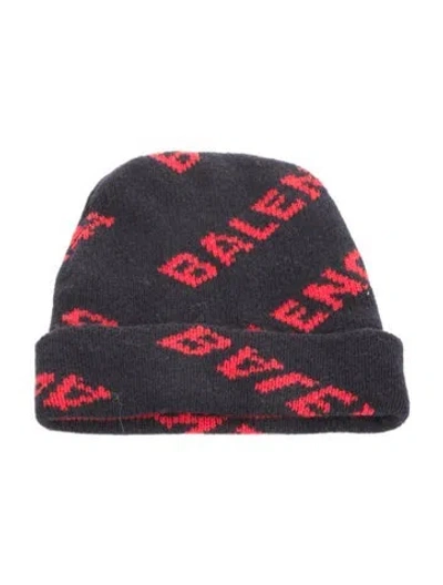 Pre-owned Balenciaga Virgin Wool Pattern Print Knit Beanie In Multi