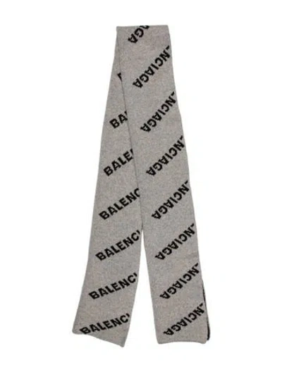 Pre-owned Balenciaga Virgin Wool Printed Scarf In Multi