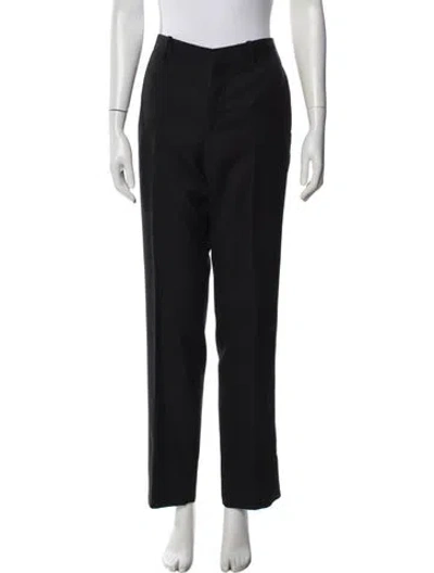 Pre-owned Balenciaga Virgin Wool Straight Leg Pants In Blue