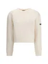 Balenciaga Cropped Sweater With Logo Patch In Wool Blend