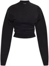 Balenciaga Furry All Over Mock-neck Logo Sweater In Black