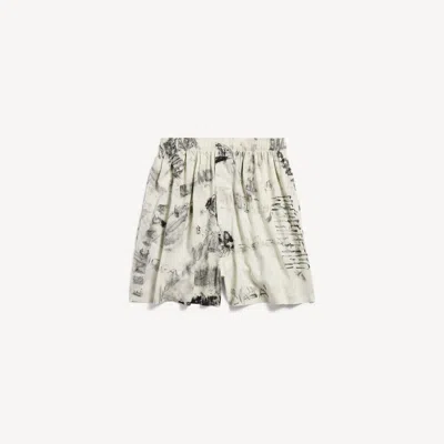 Balenciaga Viscose Bermuda With Print In Multi