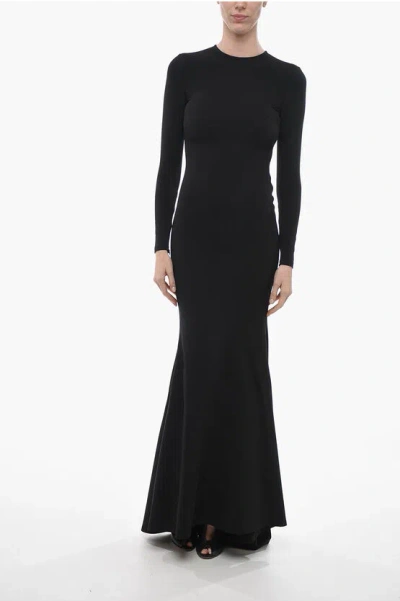 Balenciaga Viscose Blend Maxidress With Zipped Sleeves In Black