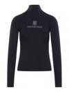 Balenciaga Viscose Nano Bb High Neck Sweater In Black