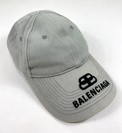 Pre-owned Balenciaga Visor Bb Logo Grey Baseball Cap