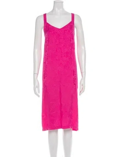 Pre-owned Balenciaga V-neck Midi Length Dress In Pink