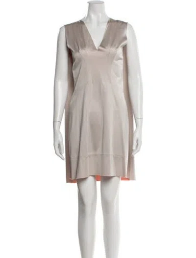 Pre-owned Balenciaga V-neck Mini Dress In Neutral