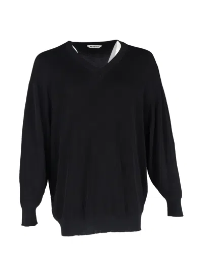 Pre-owned Balenciaga V-neck Sweater In Black