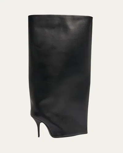 BALENCIAGA WADER CALFSKIN WIDE-SHAFT STILETTO BOOTS