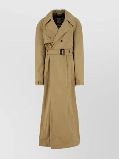 Balenciaga Cotton Trench Coat In Brown