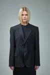 Balenciaga Single-breasted Cotton Blazer In Black