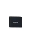 Balenciaga Black Wallet With Contrasting Logo Print In Leather Man In Black