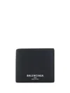 Balenciaga Leather Bi-fold Wallet With Clean Lines In Black