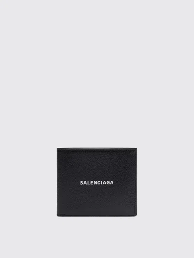 Balenciaga Leather Wallet With Logo In Black