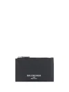 Balenciaga Leather Card Holder Textured Finish In Blue