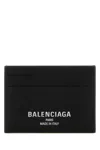 Balenciaga Credit Card Holder Genuine Grained Leather As In Black