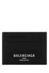 Balenciaga Black Credit Cardholder In Hammered Leather In Black