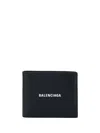 Balenciaga Black Wallet With Contrasting Logo Print In Leather Man In Black