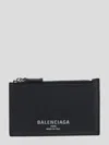 Balenciaga Leather Card Holder Textured Finish In Black