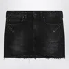Balenciaga Washed Black City Mini Denim Skirt In Black