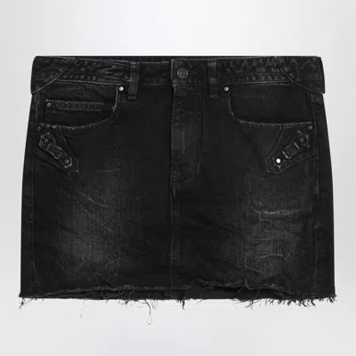Balenciaga Washed Black City Mini Denim Skirt