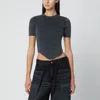 Balenciaga Washed Black Corset-style T-shirt In Black