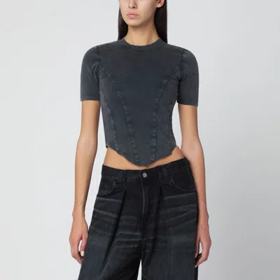 Balenciaga Washed Black Corset-style T-shirt