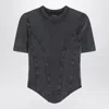 Balenciaga Washed Black Corset Style T Shirt In Gray
