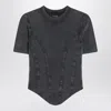 Balenciaga Washed Black Corset Style T Shirt In Gray