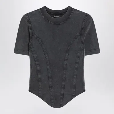 BALENCIAGA BALENCIAGA WASHED BLACK CORSETSTYLE TSHIRT