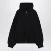 Balenciaga Washed Black Flipped Uni Regular Fit Zip Hoodie In Black